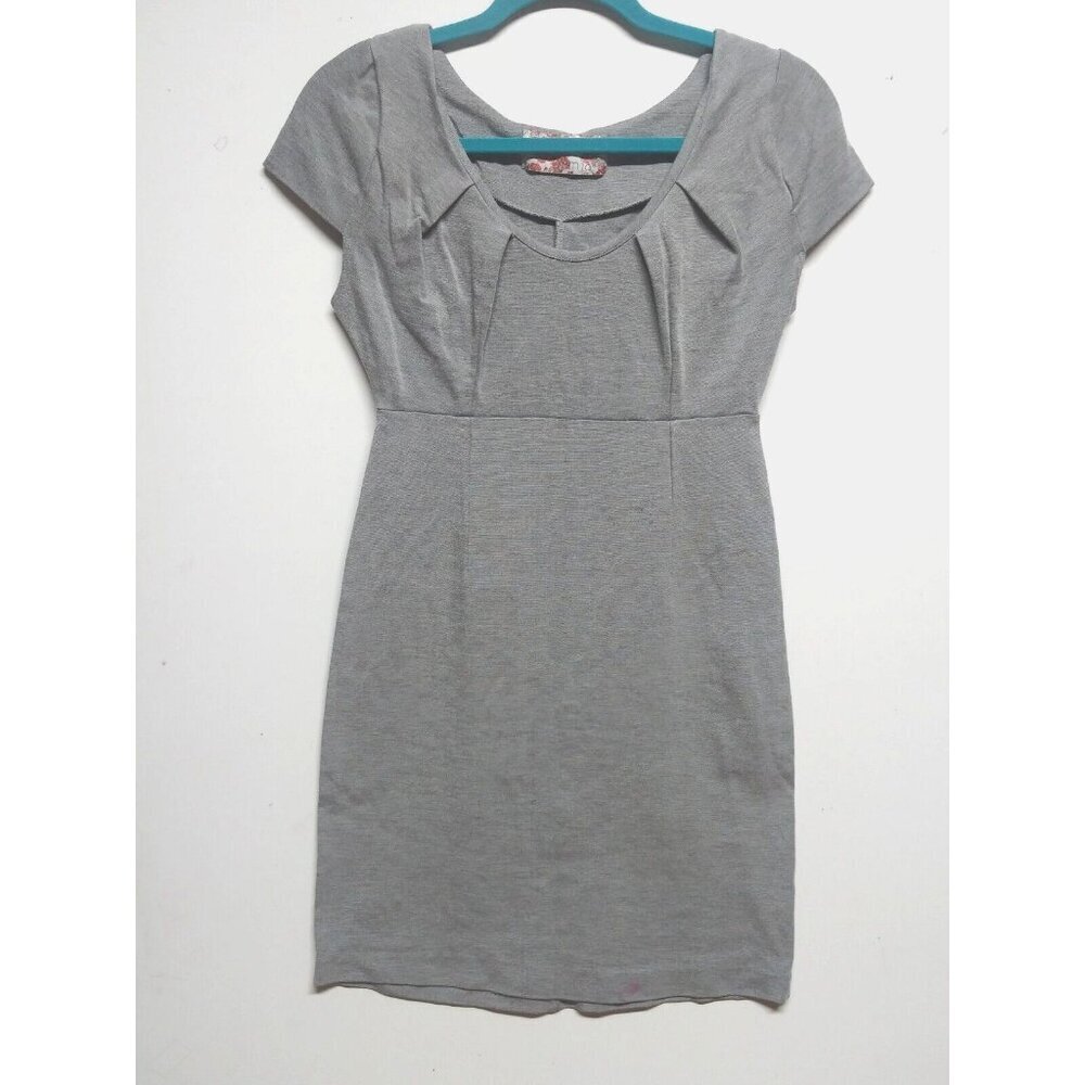 Zara Basic Womens Dress bodycon career cap sleeves knit stretch Gray Sz S / M